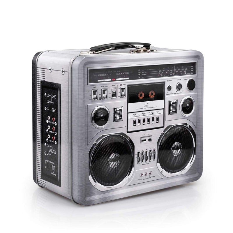 Toynk Retro Boombox Radio Lunchbox Tin Tote - 1980s Inspired Merchandise - Novelty Costume Accessories And Storage Container - Fun Unique Gifts for Halloween, Birthdays, Holidays, Graduation Multicolor - Image 4